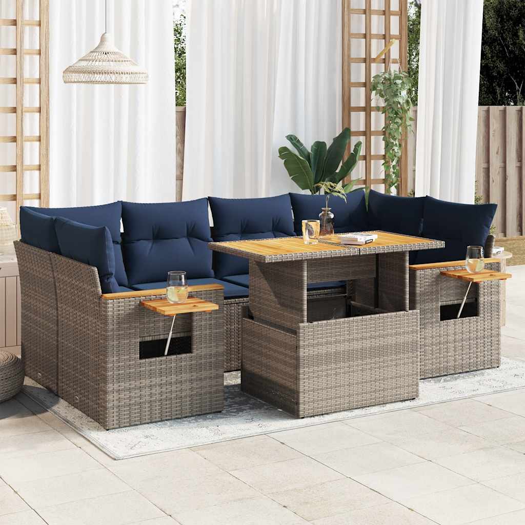 7-dijelni set vrtnih sofa sivi od poliratana