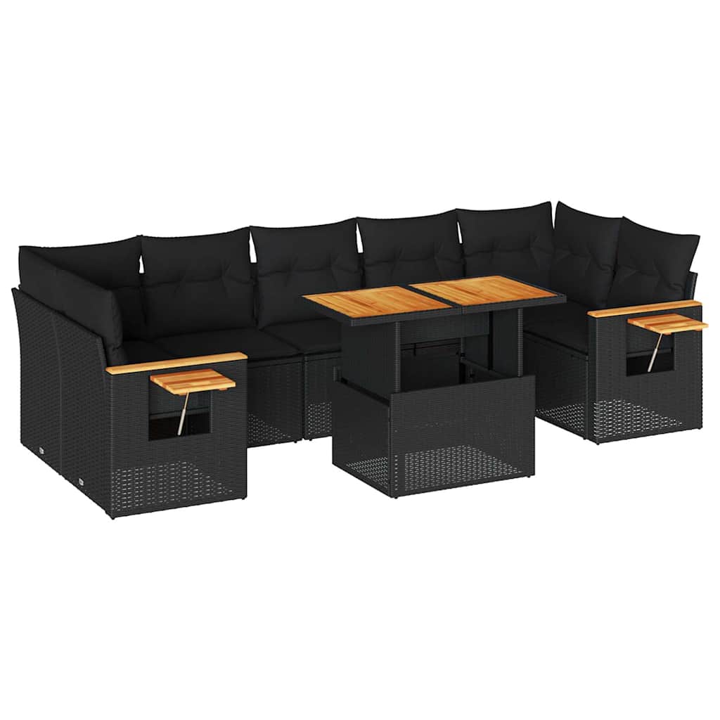 Thumbnail - vidaXL 8-tlg. Garten-Sofagarnitur mit Kissen Schwarz Poly Rattan
