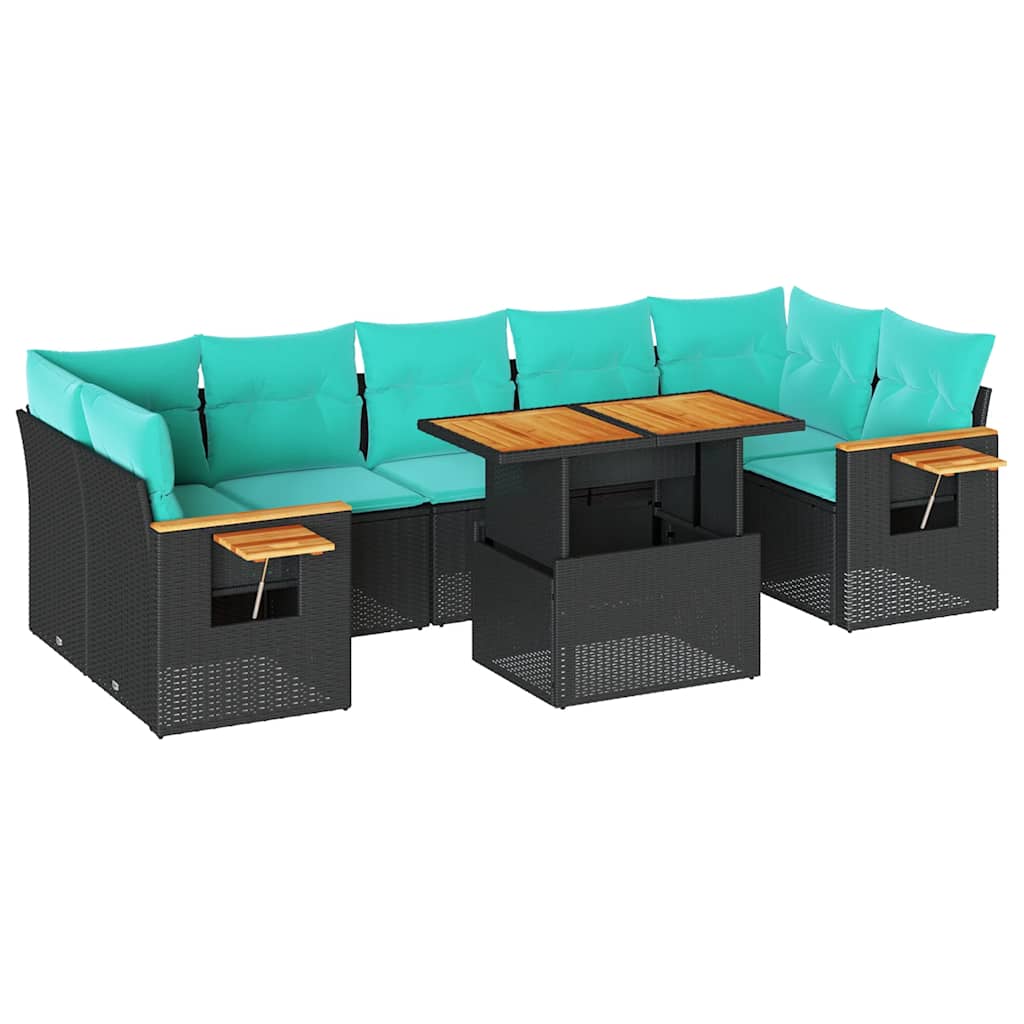 Thumbnail - vidaXL 8-tlg. Garten-Sofagarnitur mit Kissen Schwarz Poly Rattan