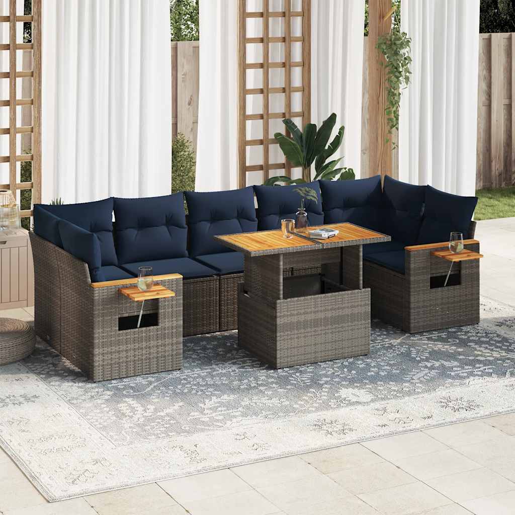 vidaXL Set canapele de grădină cu perne, 8 piese, gri, poliratan