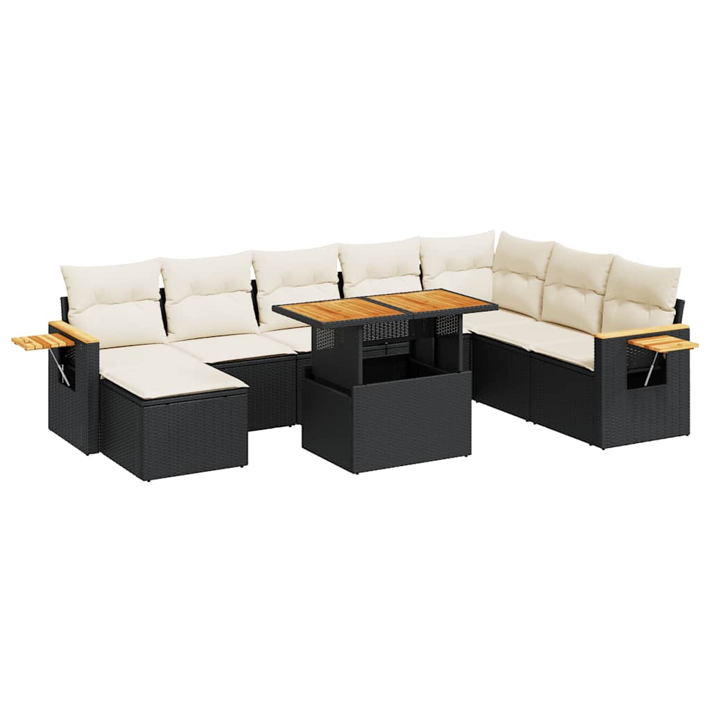 Thumbnail - vidaXL 9-tlg. Garten-Sofagarnitur mit Kissen Schwarz Poly Rattan