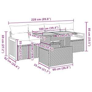 5dílná zahradní sedací souprava s poduškami polyratan akácie - obrázek 12
