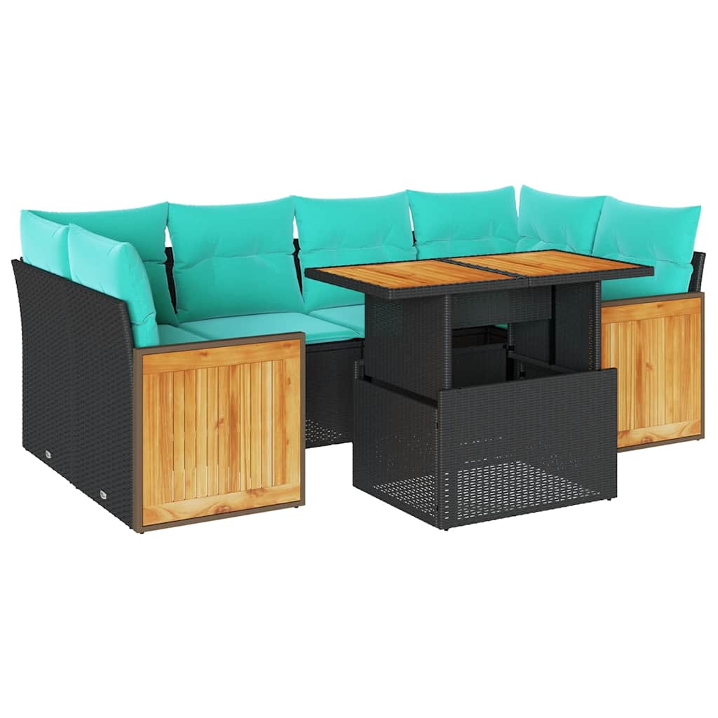Patio Sofa Set with Cushions Outdoor Furniture 7 Piece Poly Rattan vidaXL - Picture 13 of 28