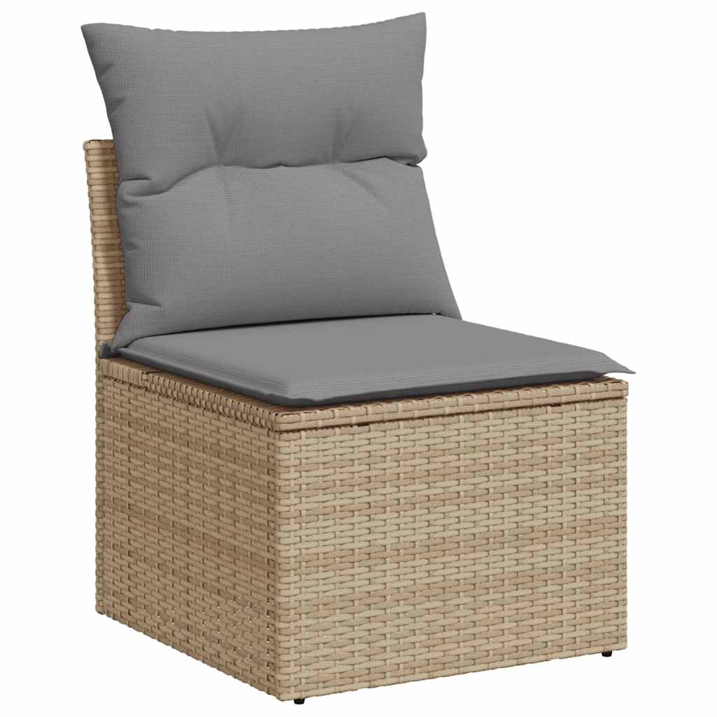 Thumbnail - vidaXL 7-tlg. Garten-Sofagarnitur mit Kissen Beige Poly Rattan Akazie