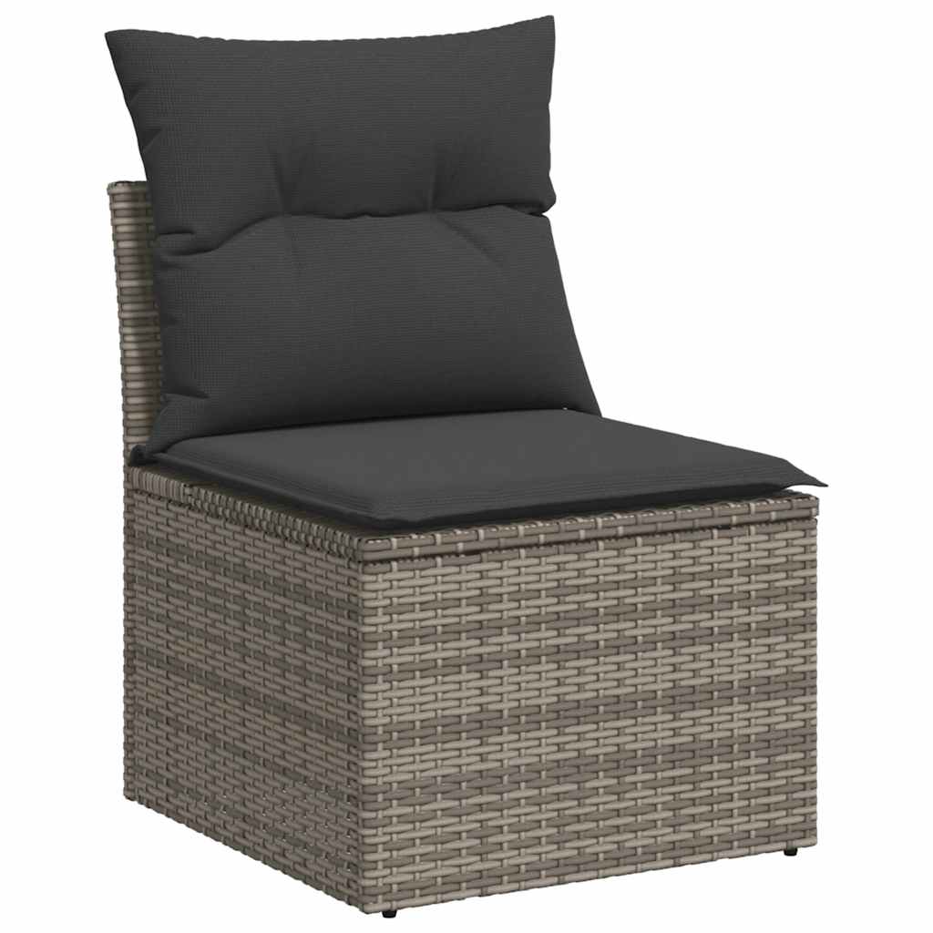 vidaXL 8-delige Loungeset met kussens poly rattan acacia grijs