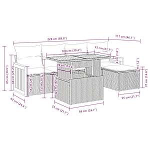 Vrtna sedežna garnitura z blazinami 6-delna bež ratan/akacija - slika 13