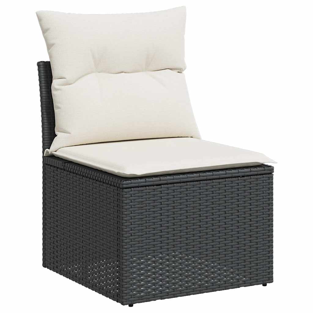vidaXL 9 részes fekete polyrattan akácfa kerti ülőgarnitúra párnákkal