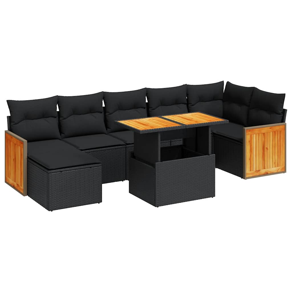Thumbnail - vidaXL 8-tlg. Garten-Sofagarnitur mit Kissen Schwarz Poly Rattan