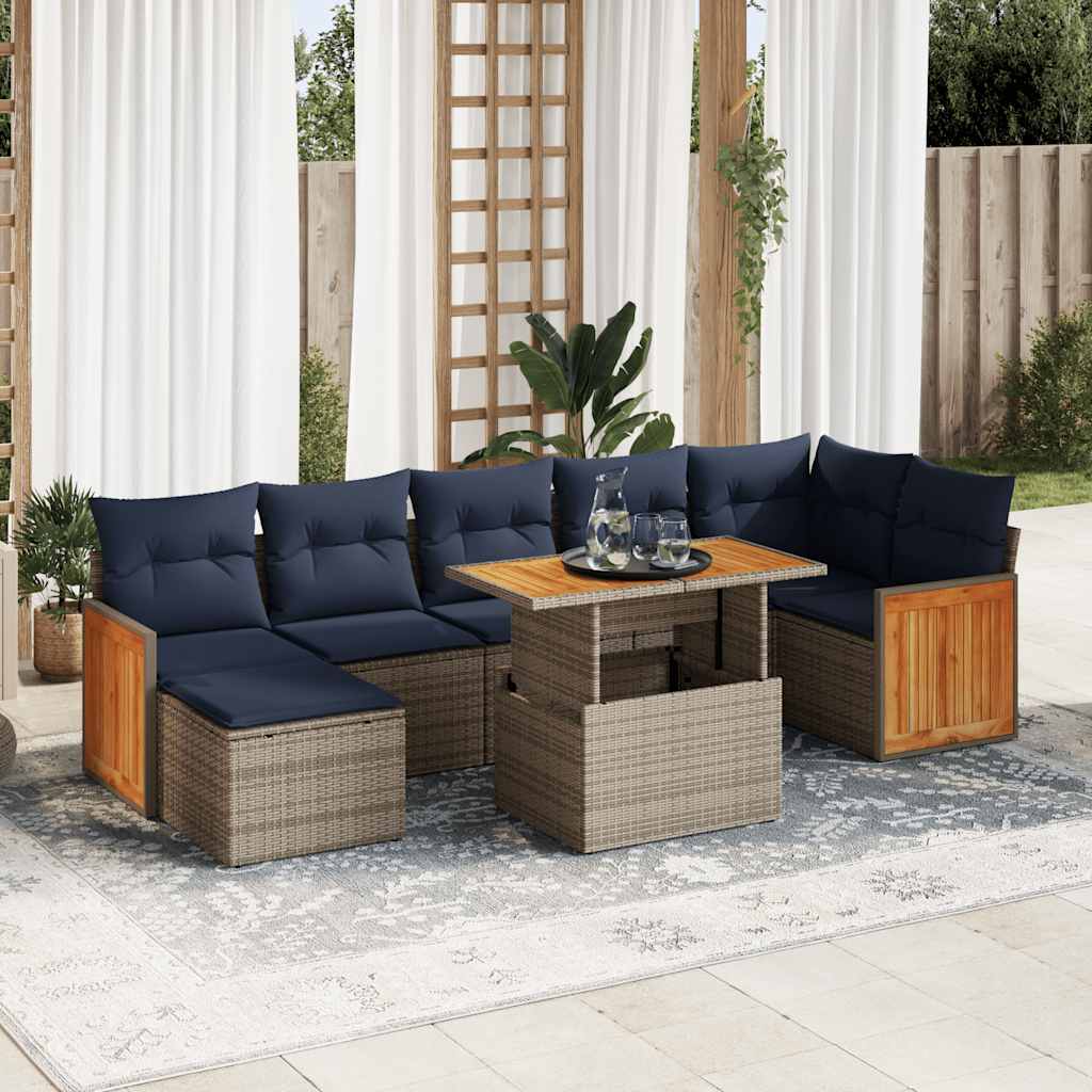 vidaXL Set canapele de grădină cu perne, 8 piese, maro, poliratan