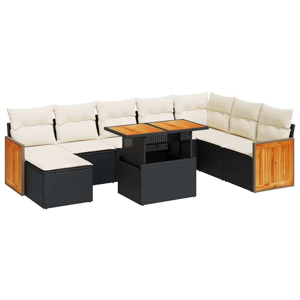 Thumbnail - vidaXL 9-tlg. Garten-Sofagarnitur mit Kissen Schwarz Poly Rattan