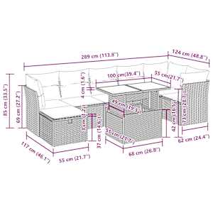 8dílná zahradní sedací souprava s poduškami béžová polyratan - obrázek 15