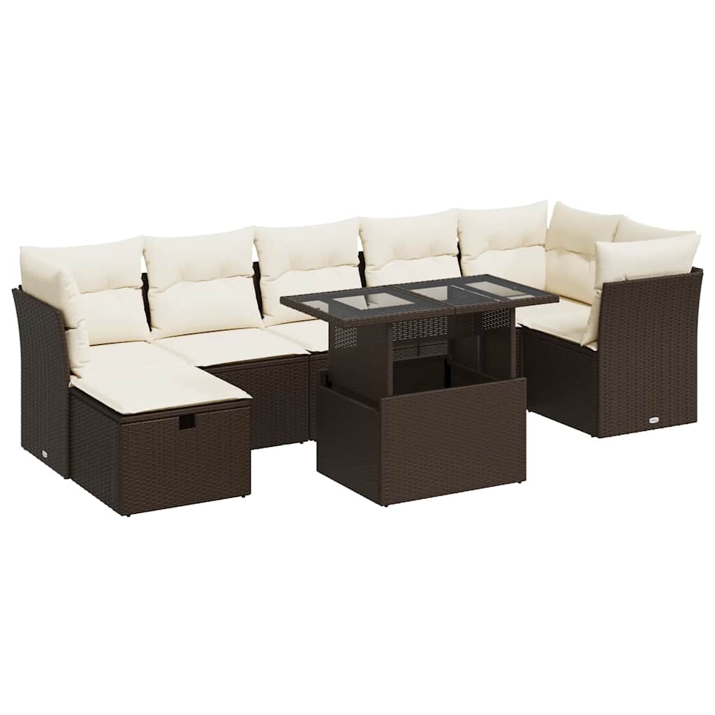Thumbnail - vidaXL 8-tlg. Garten-Sofagarnitur mit Kissen Braun Poly Rattan
