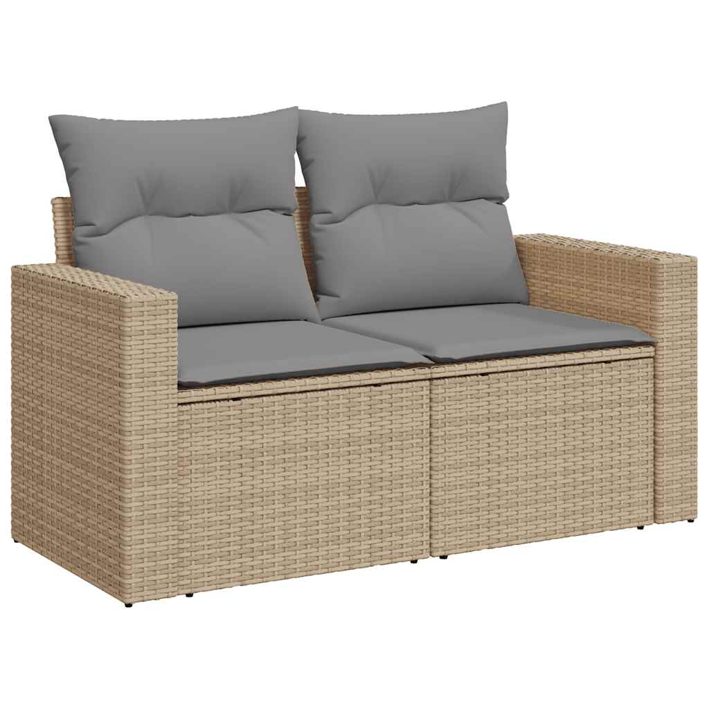 vidaXL 6-delige Loungeset met kussens poly rattan beige afbeelding