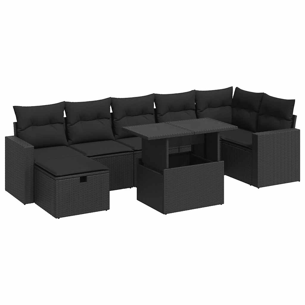 Thumbnail - vidaXL 8-tlg. Garten-Sofagarnitur mit Kissen Schwarz Poly Rattan