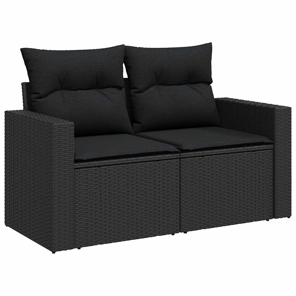 vidaXL 8-delige Loungeset met kussens poly rattan zwart afbeelding