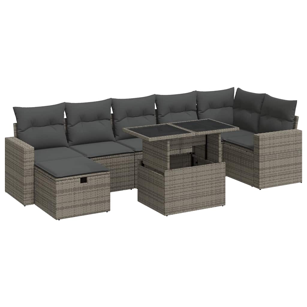 Thumbnail - vidaXL 8-tlg. Garten-Sofagarnitur mit Kissen Grau Poly Rattan