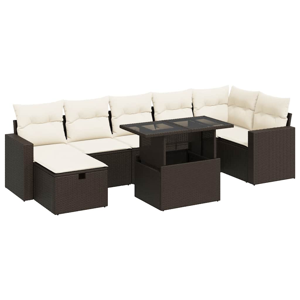 Thumbnail - vidaXL 8-tlg. Garten-Sofagarnitur mit Kissen Braun Poly Rattan