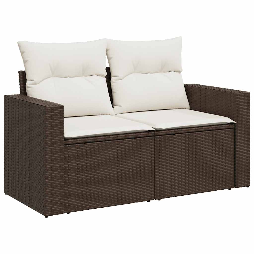 vidaXL 8-delige Loungeset met kussens poly rattan bruin