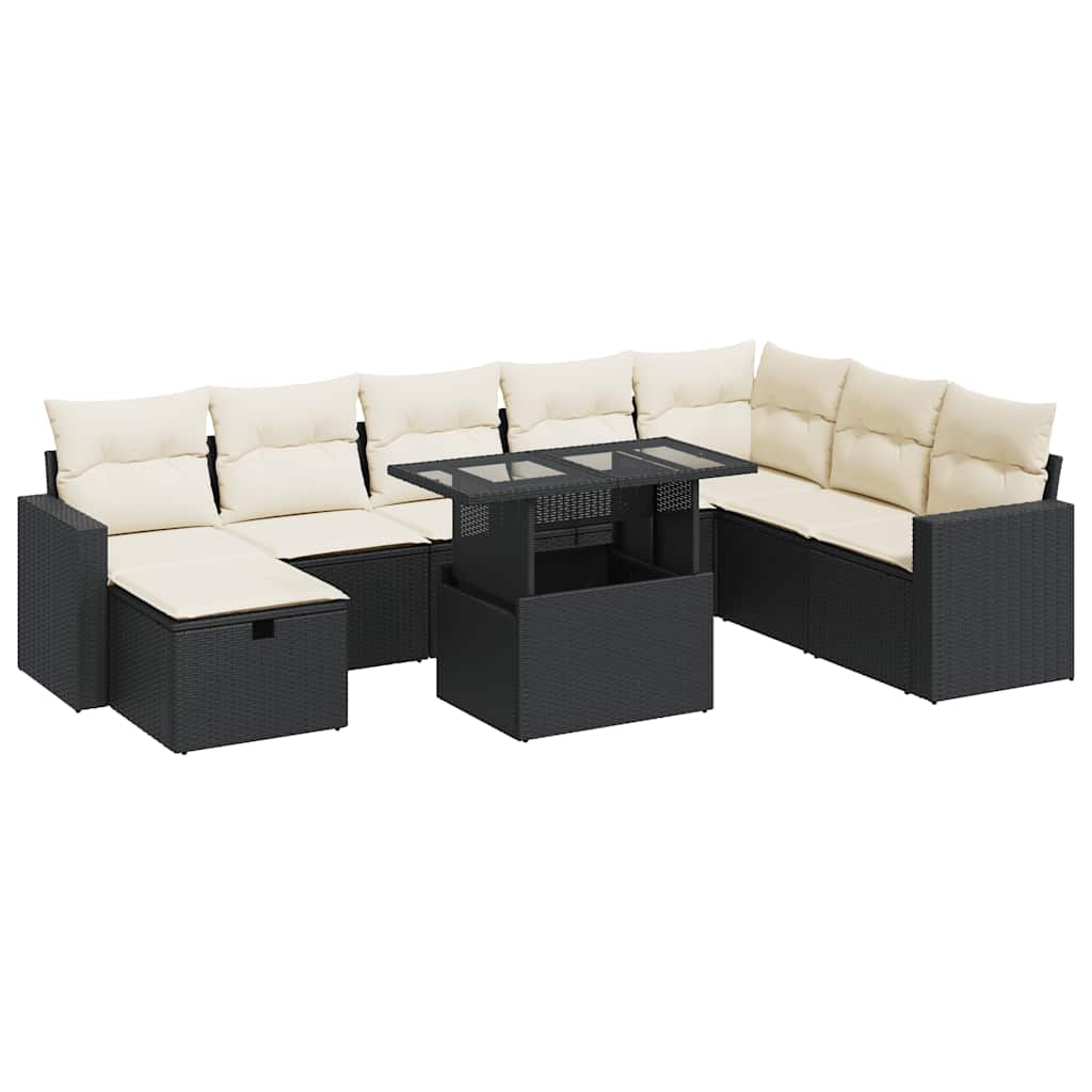 Thumbnail - vidaXL 9-tlg. Garten-Sofagarnitur mit Kissen Schwarz Poly Rattan