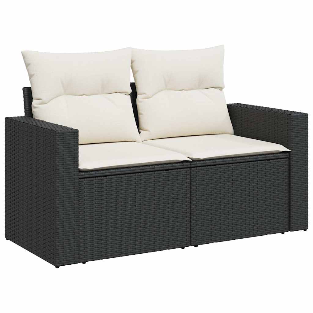 vidaXL 9-delige Loungeset met kussens poly rattan zwart