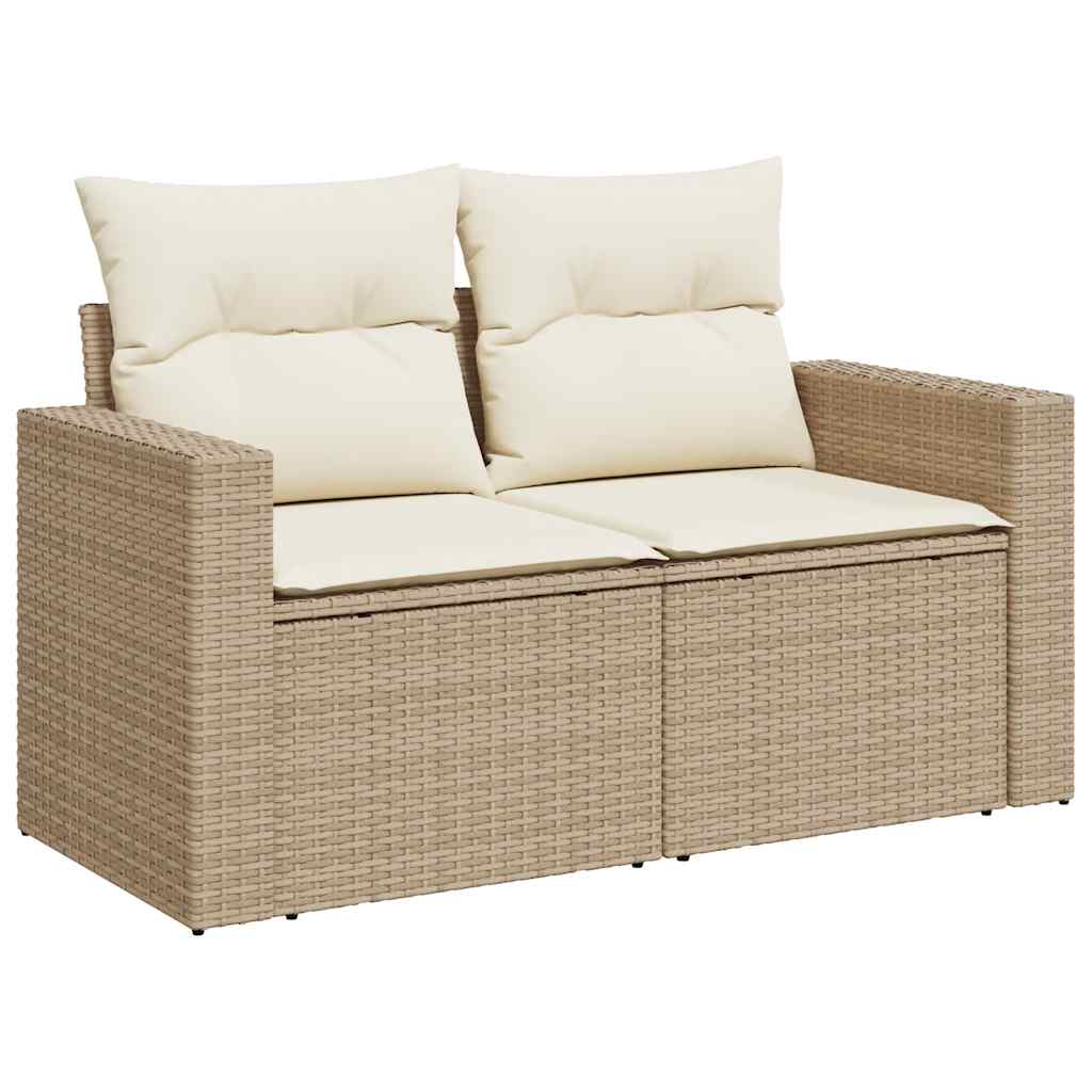 vidaXL 9-delige Loungeset met kussens poly rattan beige afbeelding