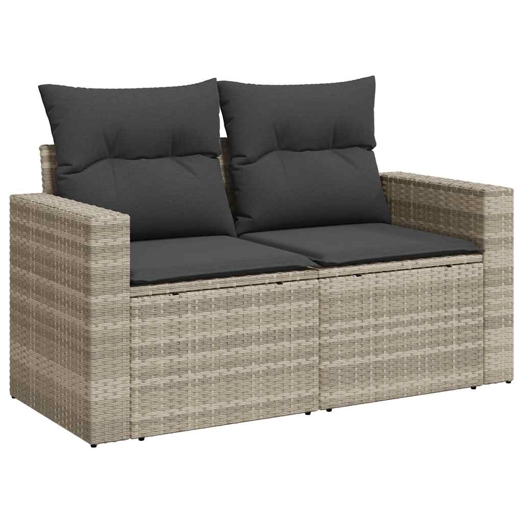 vidaXL 9-delige Loungeset met kussens poly rattan lichtgrijs