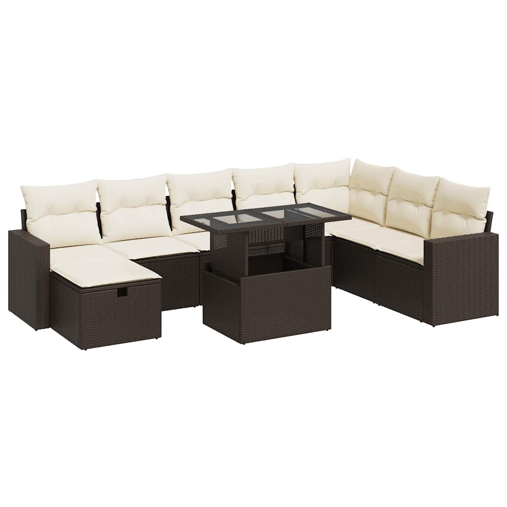 Thumbnail - vidaXL 9-tlg. Garten-Sofagarnitur mit Kissen Braun Poly Rattan
