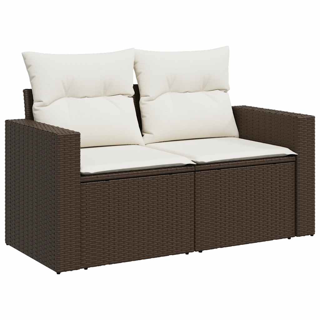 vidaXL 9-delige Loungeset met kussens poly rattan bruin