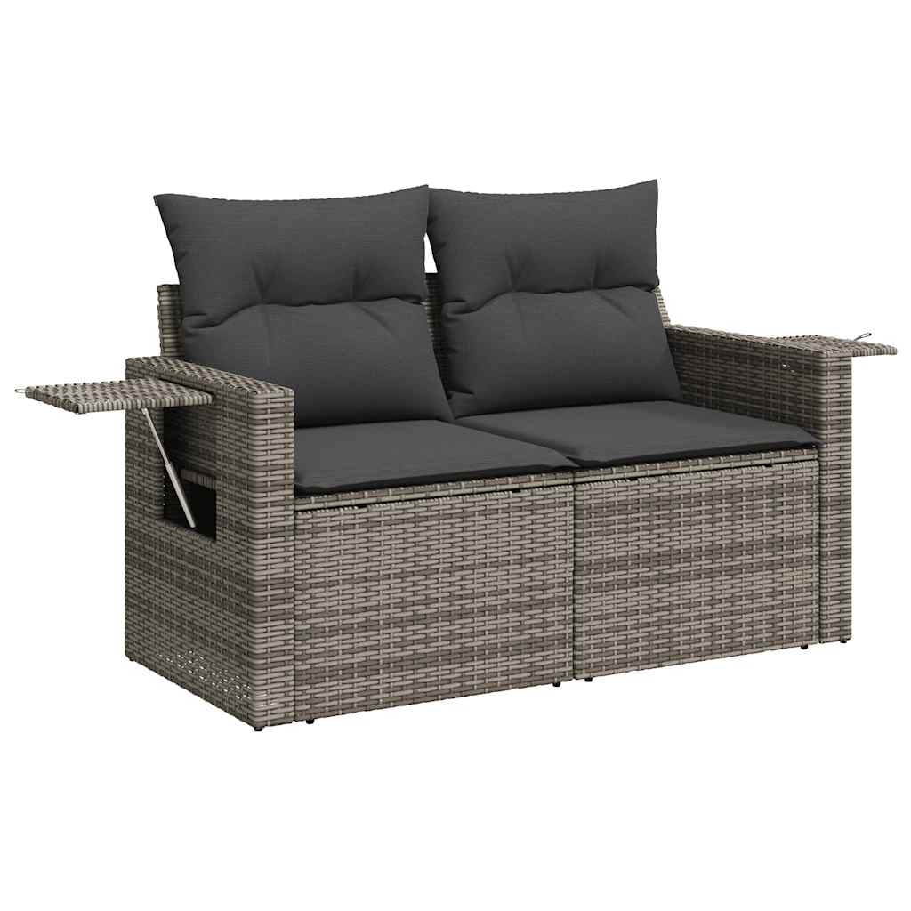 vidaXL 6-delige Loungeset met kussens poly rattan grijs