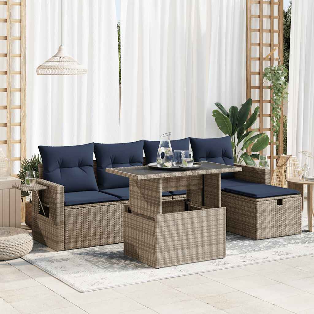 vidaXL Set canapele de grădină cu perne, 6 piese, maro, poliratan