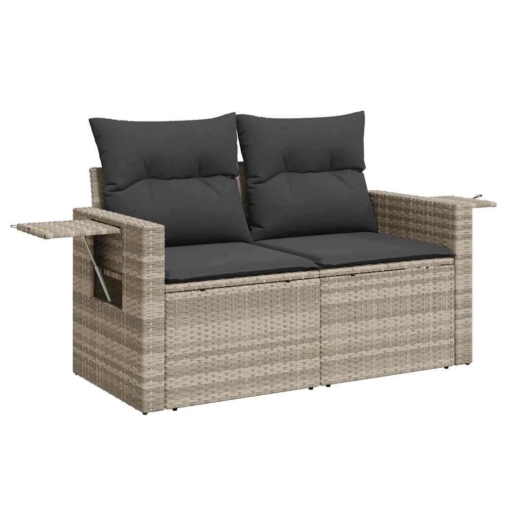 vidaXL 6-delige Loungeset met kussens poly rattan lichtgrijs afbeelding