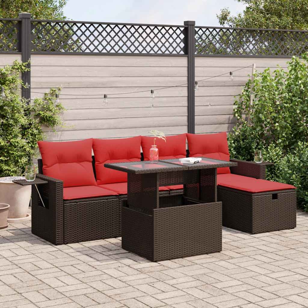 6-dijelni set vrtnih sofa s jastucima crni od poliratana bagrem