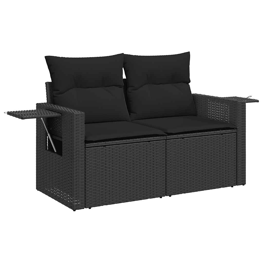 vidaXL 7-delige Loungeset met kussens poly rattan zwart afbeelding