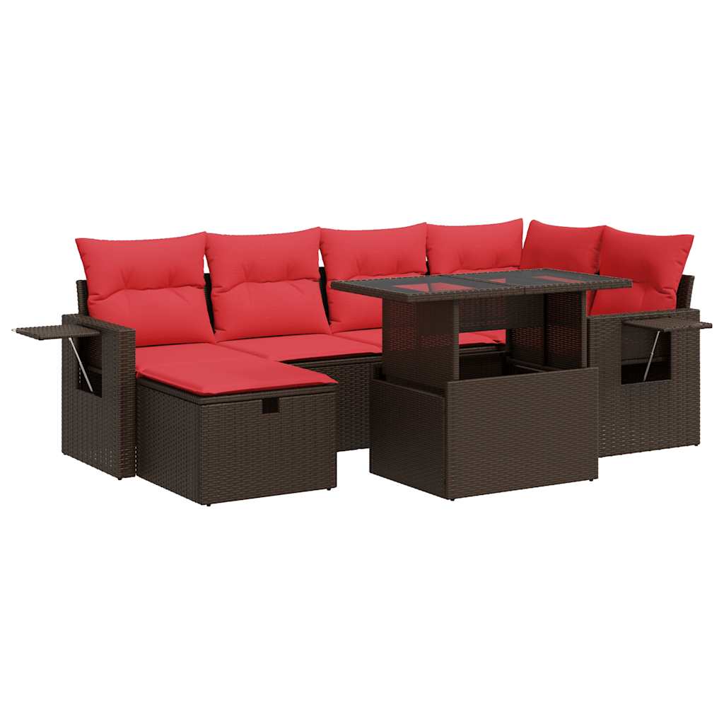 Thumbnail - vidaXL 7-tlg. Garten-Sofagarnitur mit Kissen Schwarz Poly Rattan