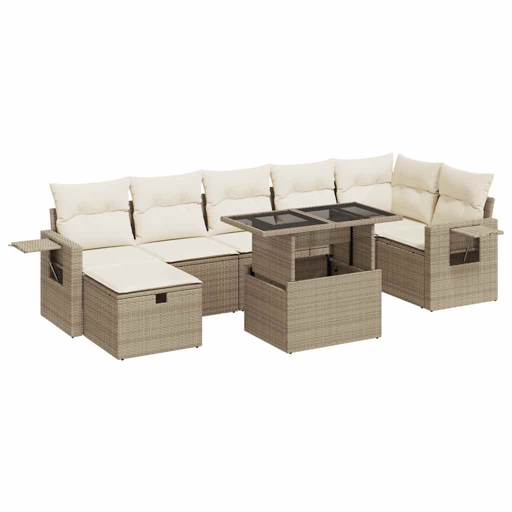 Thumbnail - vidaXL 8-tlg. Garten-Sofagarnitur mit Kissen Beige Poly Rattan