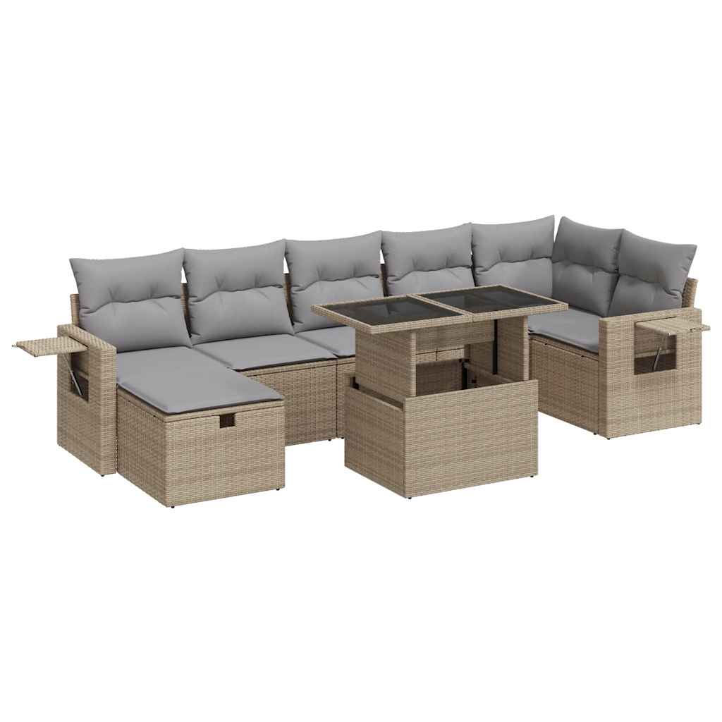 Thumbnail - vidaXL 8-tlg. Garten-Sofagarnitur mit Kissen Beige Poly Rattan