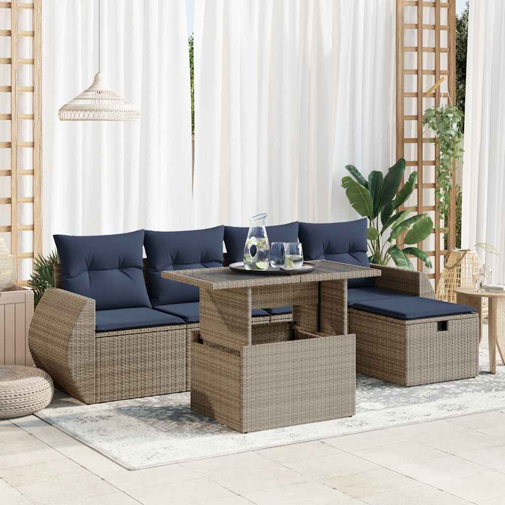 vidaXL Set canapele de grădină cu perne, 6 piese, maro, poliratan