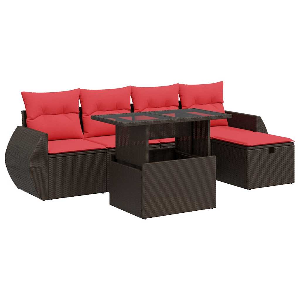 Thumbnail - vidaXL 6-tlg. Garten-Sofagarnitur mit Kissen Schwarz Poly Rattan