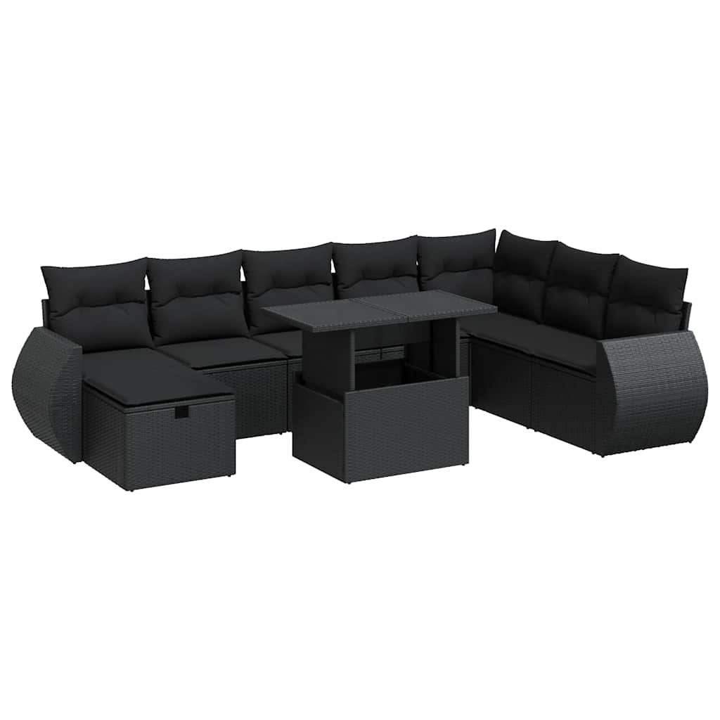 Thumbnail - vidaXL 9-tlg. Garten-Sofagarnitur mit Kissen Schwarz Poly Rattan