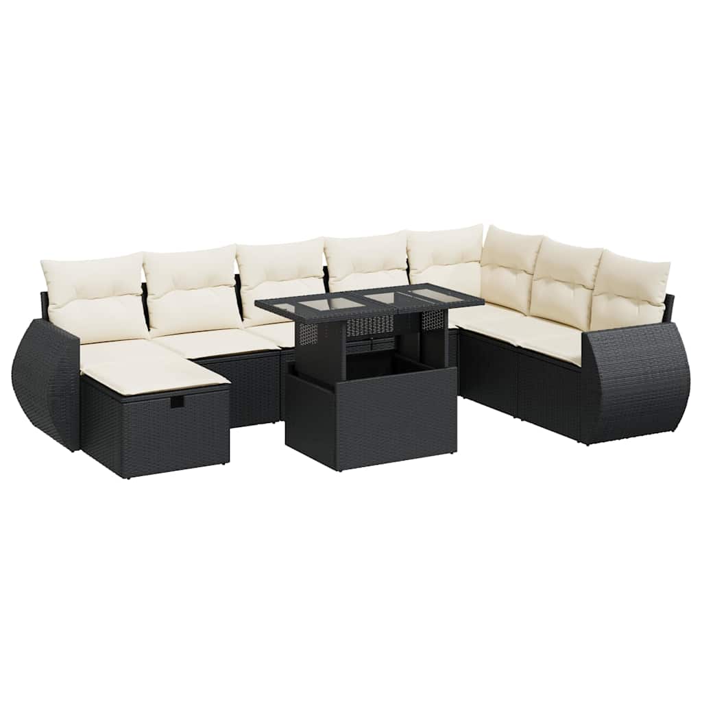 Thumbnail - vidaXL 9-tlg. Garten-Sofagarnitur mit Kissen Schwarz Poly Rattan