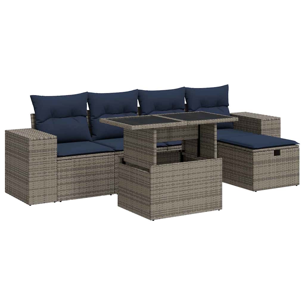 vidaXL Set canapele de grădină cu perne, 6 piese, maro, poliratan