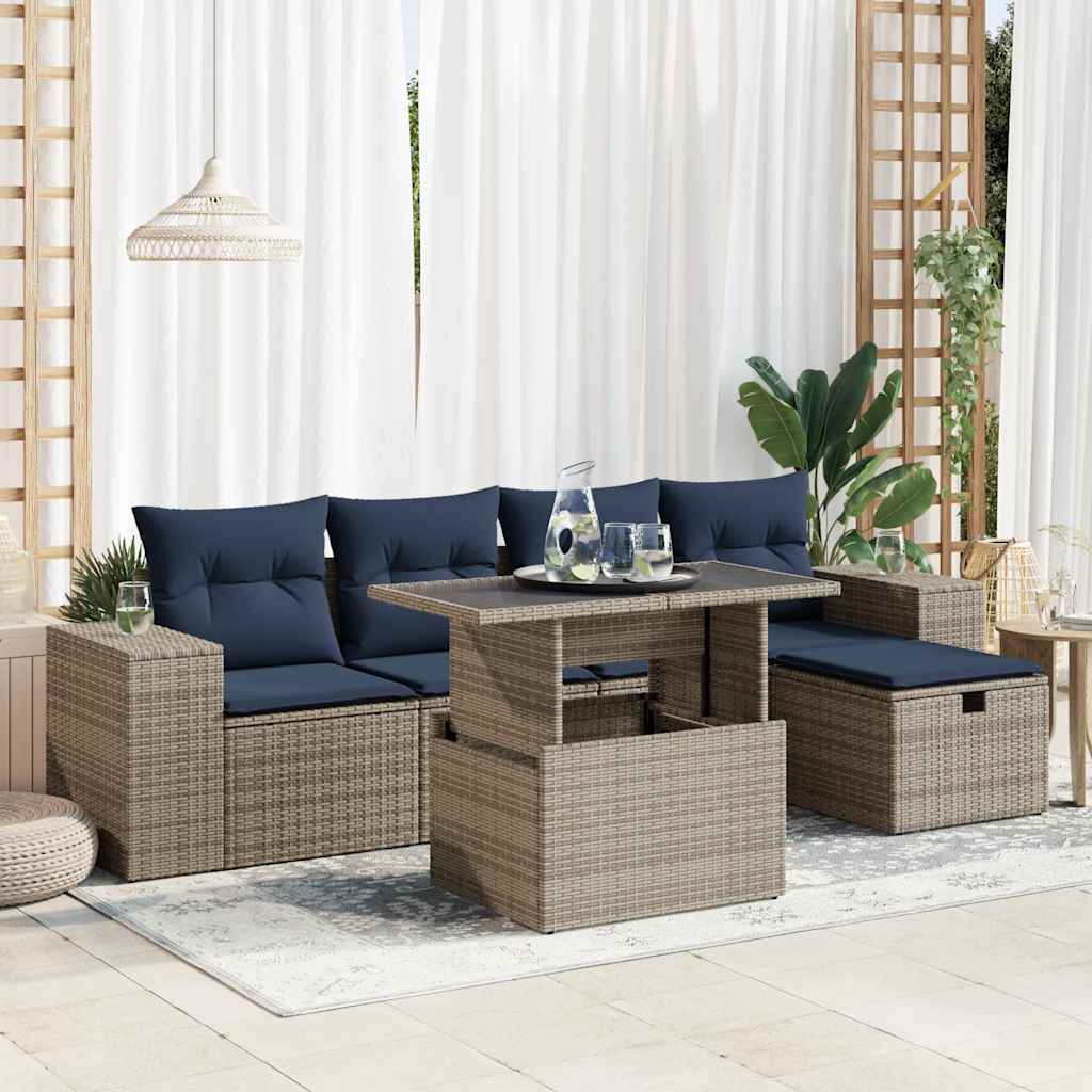 vidaXL Set canapele de grădină cu perne, 6 piese, maro, poliratan