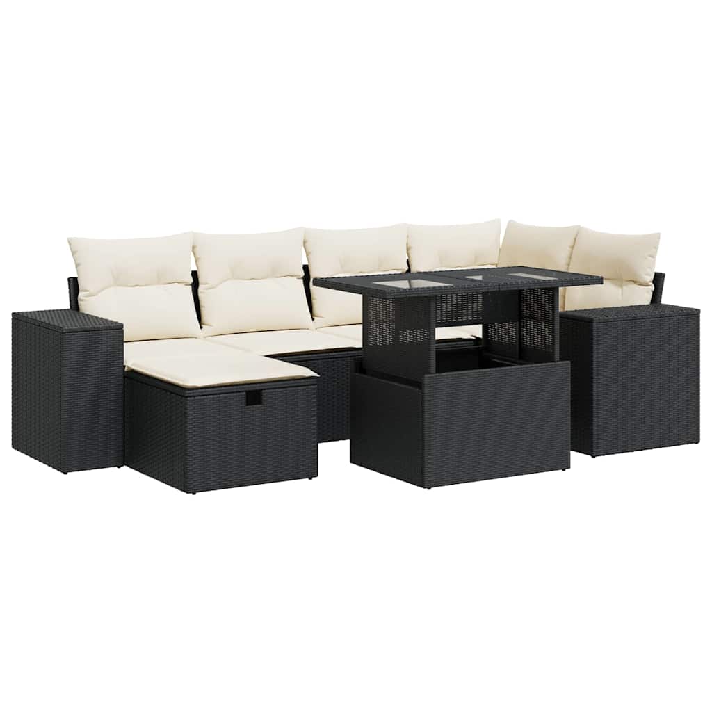 vidaXL 8-dijelni set vrtnih sofa od poliratana s jastucima crni-image-3327936