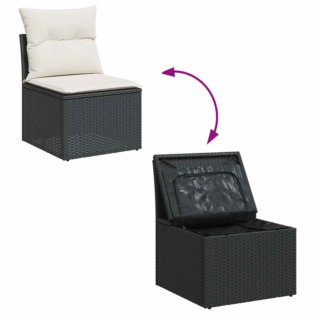 vidaXL 8-delige Loungeset met kussens poly rattan zwart afbeelding