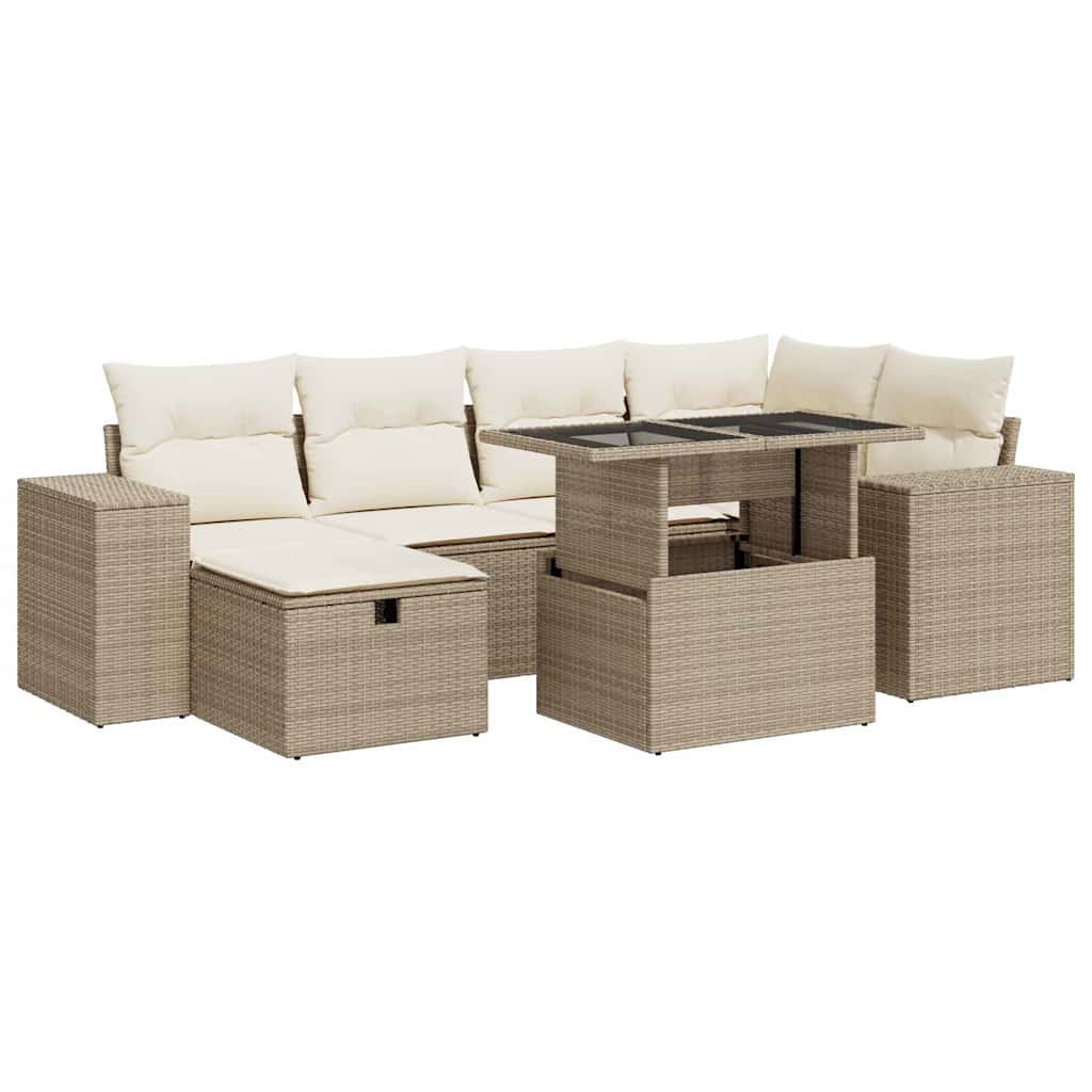 Thumbnail - vidaXL 8-tlg. Garten-Sofagarnitur mit Kissen Beige Poly Rattan