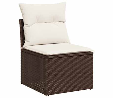 vidaXL Set canapele de grădină cu perne, 9 piese, maro, poliratan