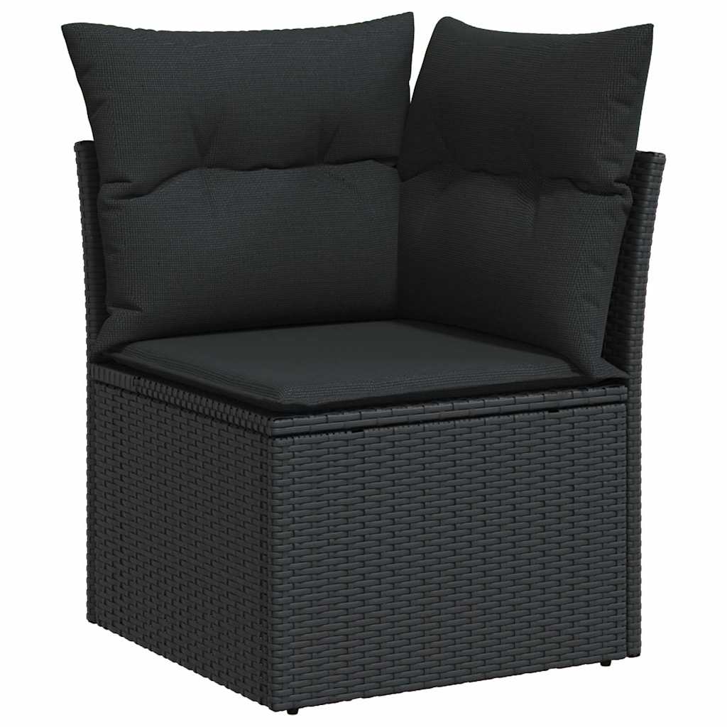 vidaXL 8-delige Loungeset met kussens poly rattan acacia zwart afbeelding