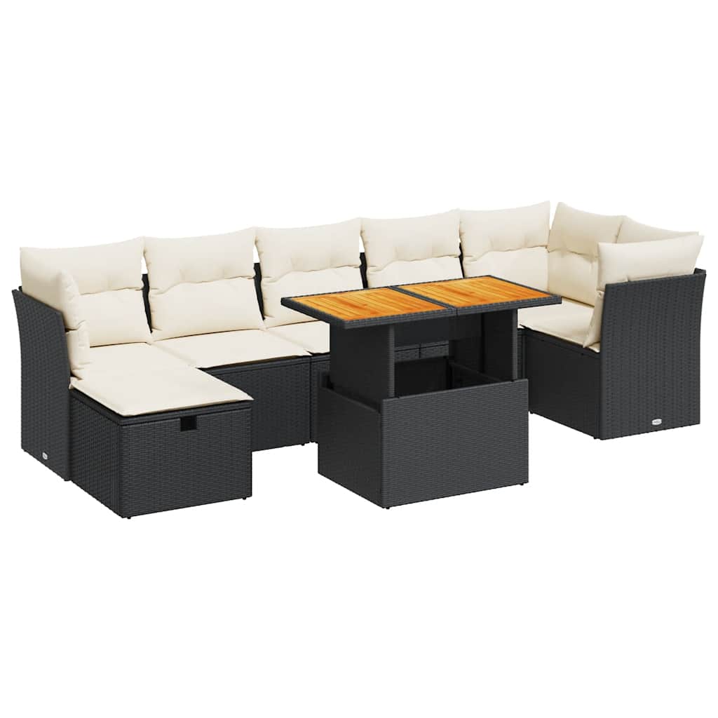 Thumbnail - vidaXL 8-tlg. Garten-Sofagarnitur mit Kissen Schwarz Poly Rattan