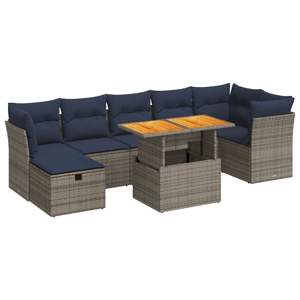 Thumbnail - vidaXL 8-tlg. Garten-Sofagarnitur mit Kissen Braun Poly Rattan Akazie
