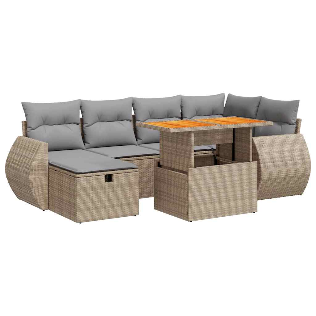 Thumbnail - vidaXL 8-tlg. Garten-Sofagarnitur mit Kissen Beige Poly Rattan Akazie